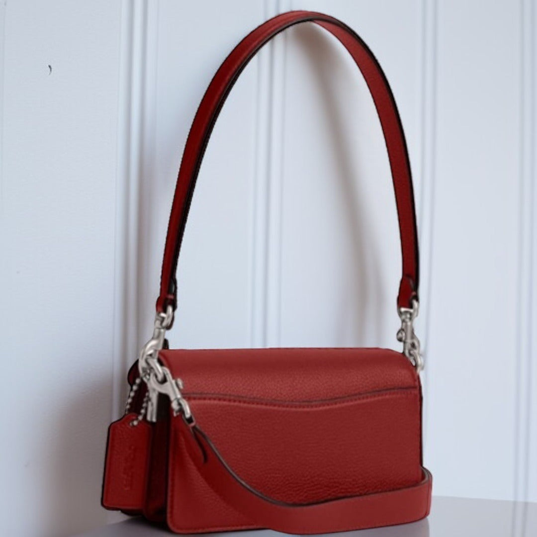 NEW! Coach Red Pebbled Leather Tabby 20
