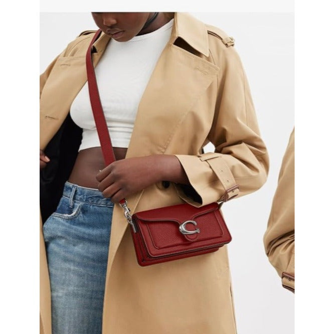 NEW! Coach Red Pebbled Leather Tabby 20