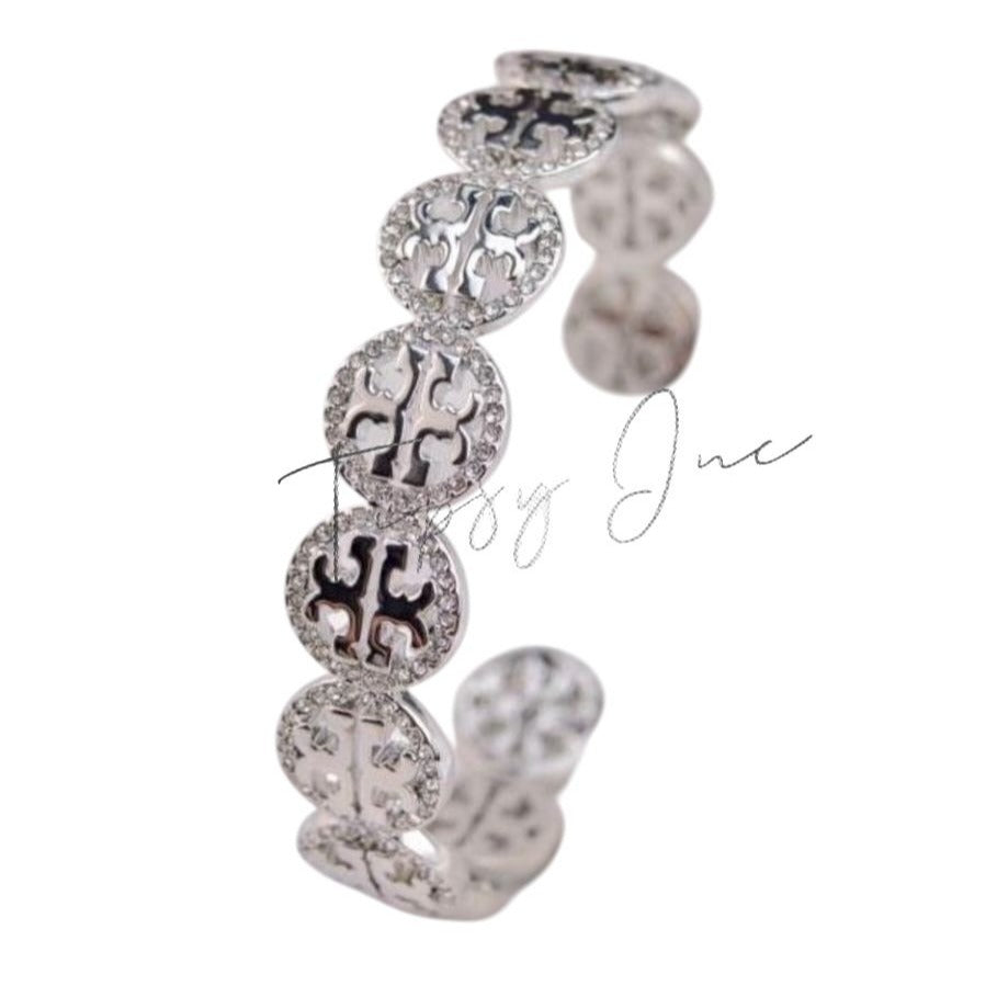 Tory Burch Silver and Pave Miller Cuff Bracelet