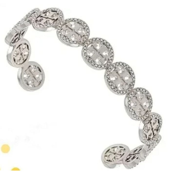 Tory Burch Silver and Pave Miller Cuff Bracelet