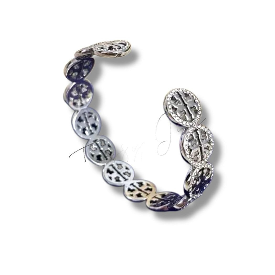 Tory Burch Silver and Pave Miller Cuff Bracelet