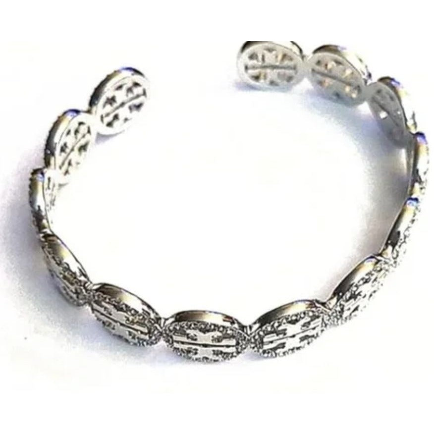 Tory Burch Silver and Pave Miller Cuff Bracelet