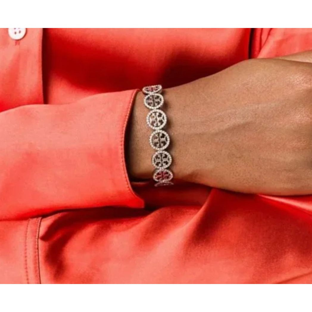 Tory Burch Silver and Pave Miller Cuff Bracelet