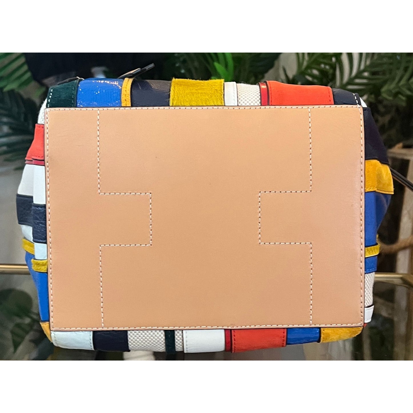 TORY BURCH AUTHENTIC STRIPED MOON TOTE AND WALLET SET