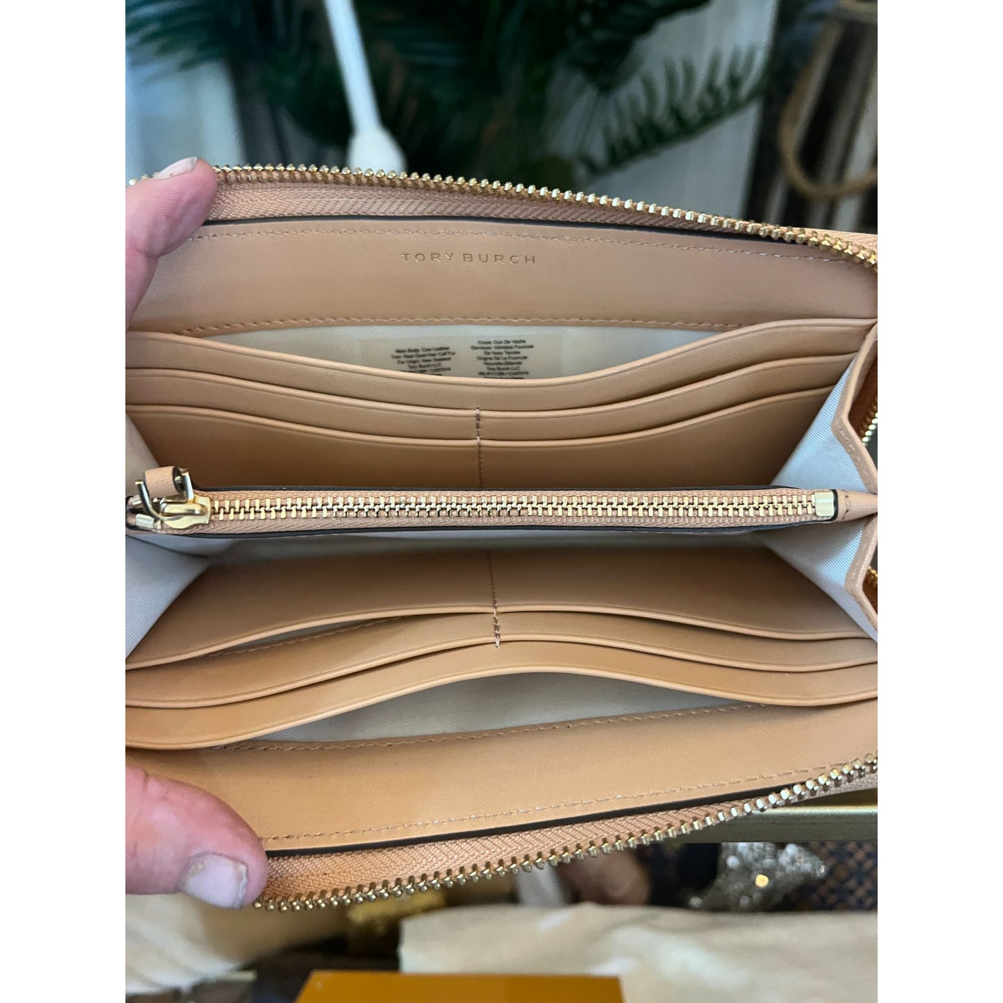 TORY BURCH AUTHENTIC STRIPED MOON TOTE AND WALLET SET