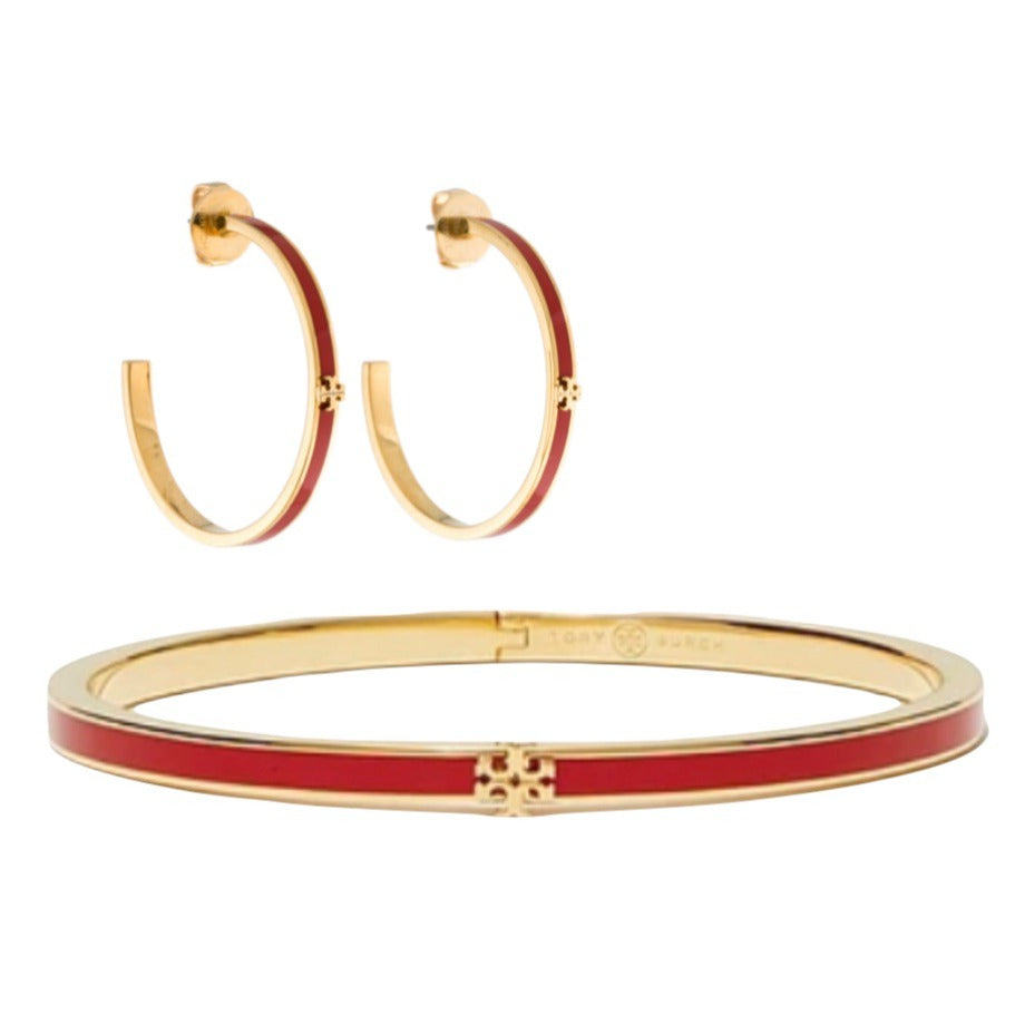 Tory Burch Red Kira Thin Bangle Bracelet