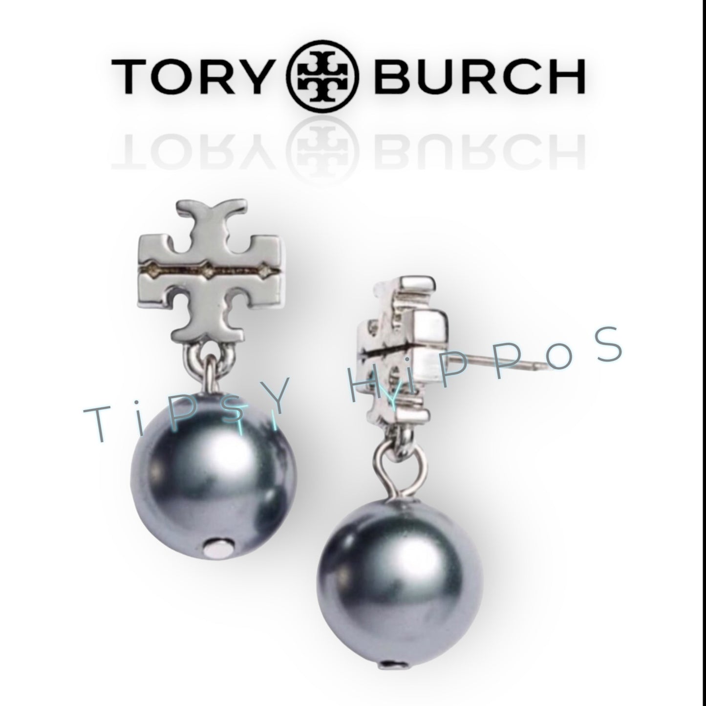 Tory Burch Silver Kira Pendant Necklace and Earring Set