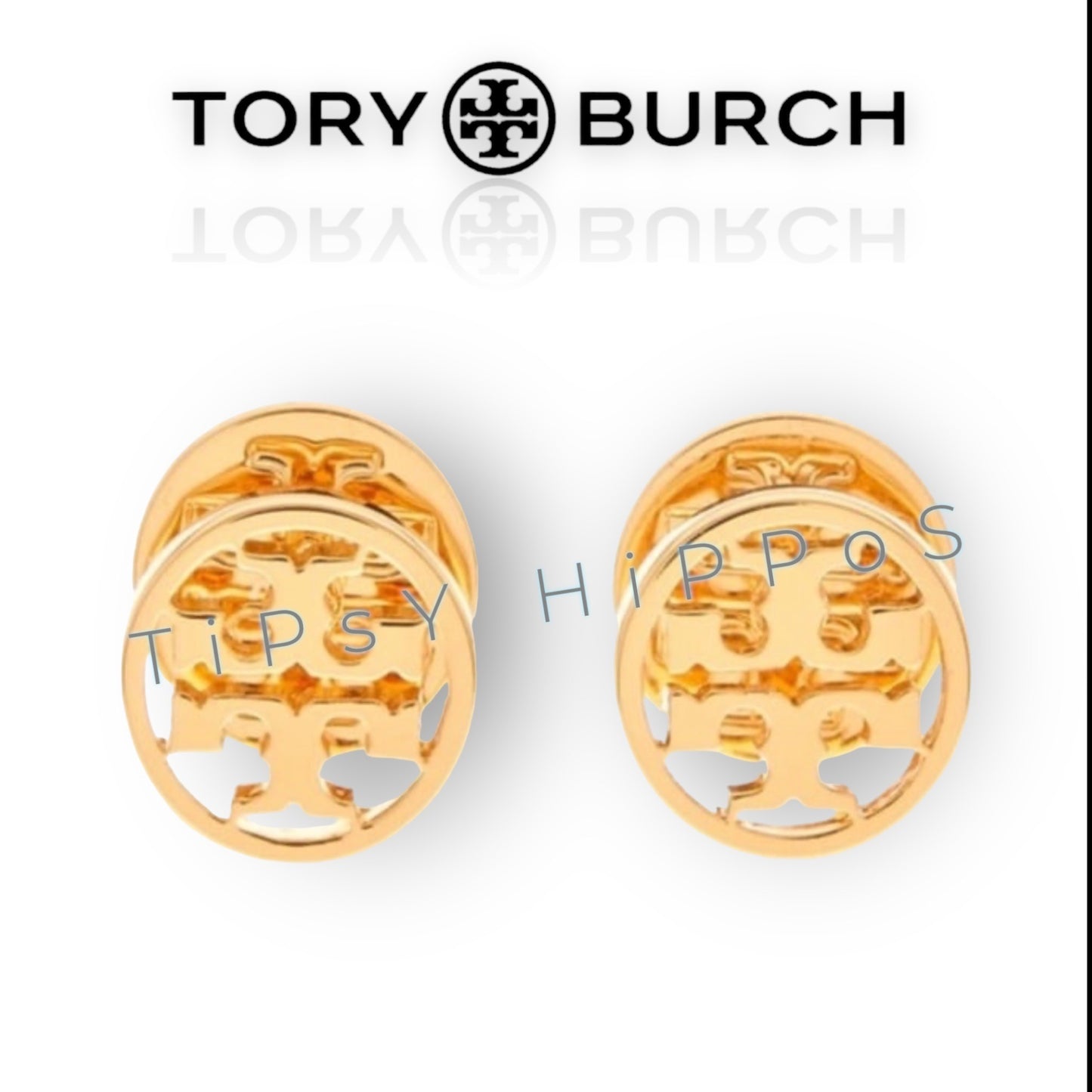 Tory Burch Gold Logo Stud Earrings