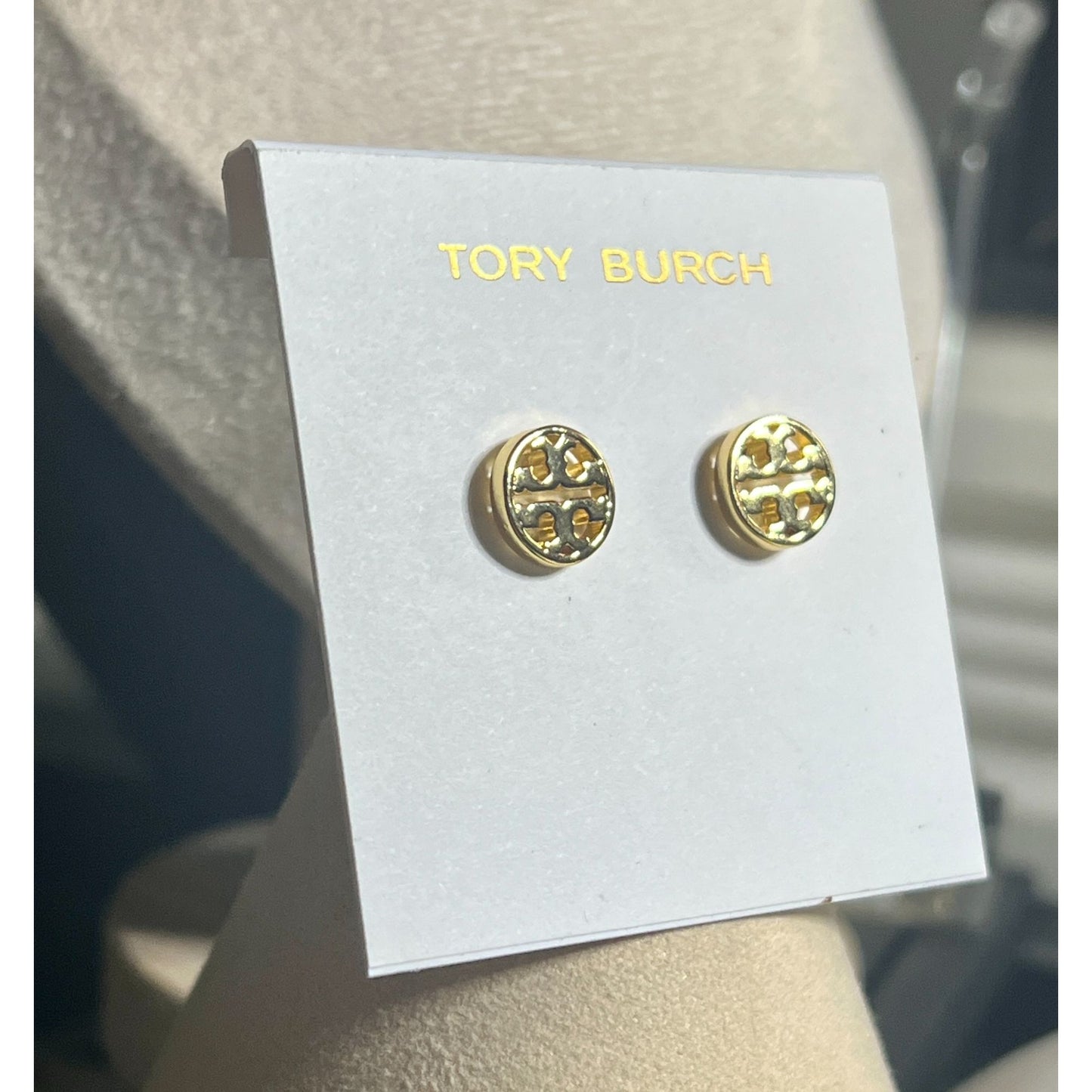 Tory Burch Gold Logo Stud Earrings