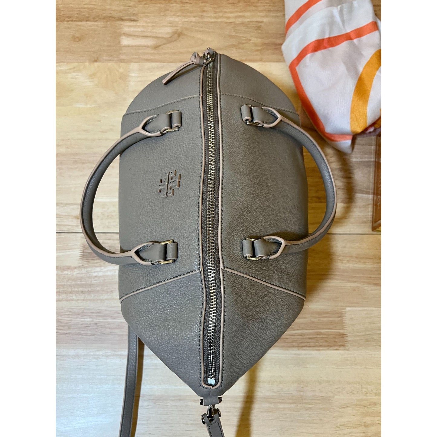 TORY BURCH GREY BERKLEY DOME SHOULDER BAG
