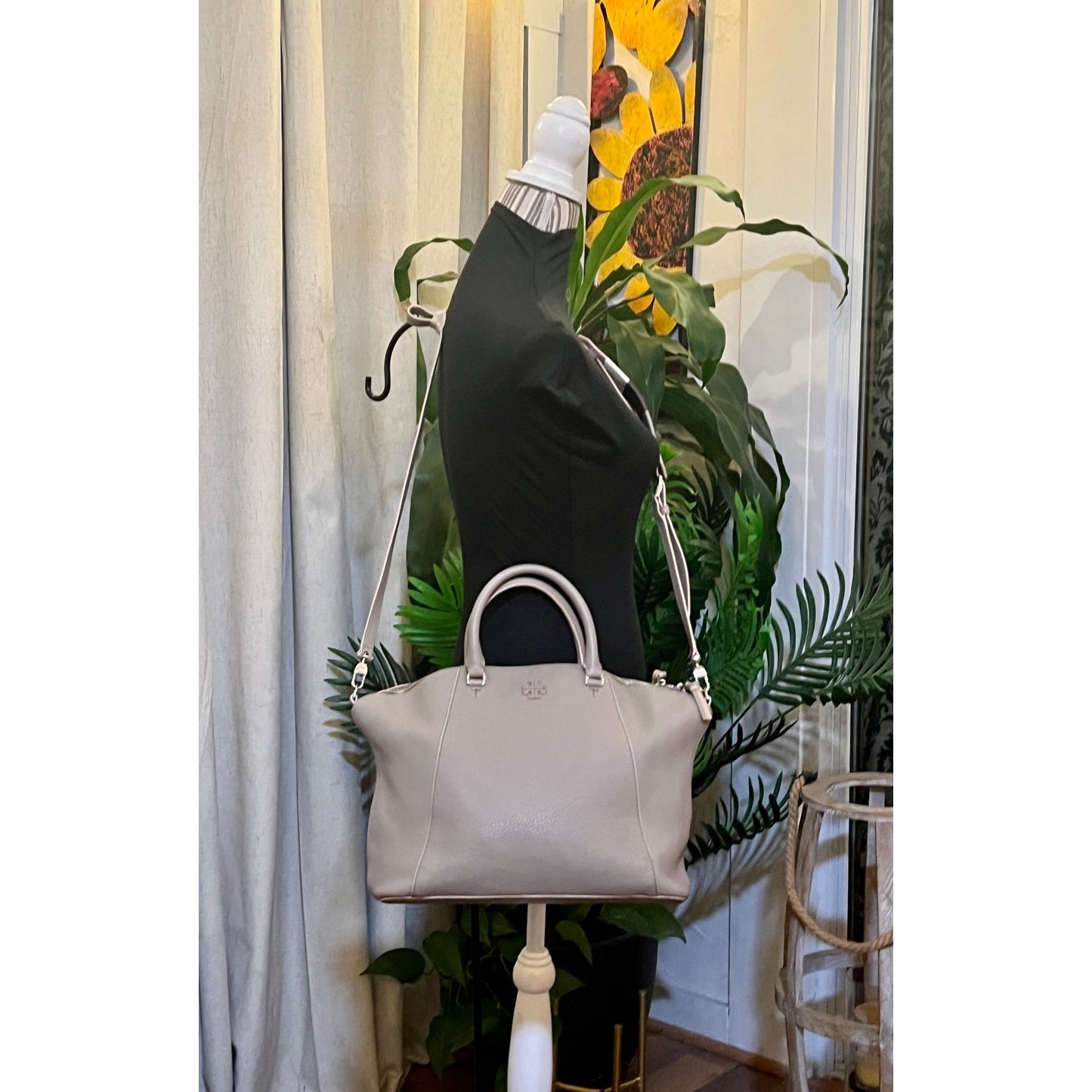 TORY BURCH GREY BERKLEY DOME SHOULDER BAG