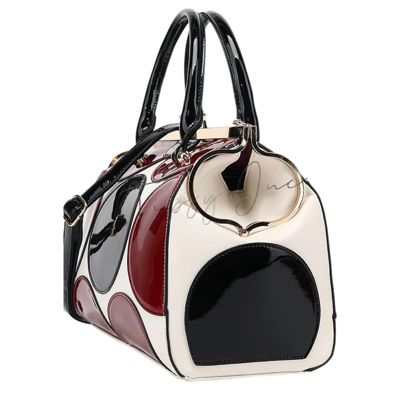 Retro-Inspired Polka Dot Satchel With Matching Wristlet