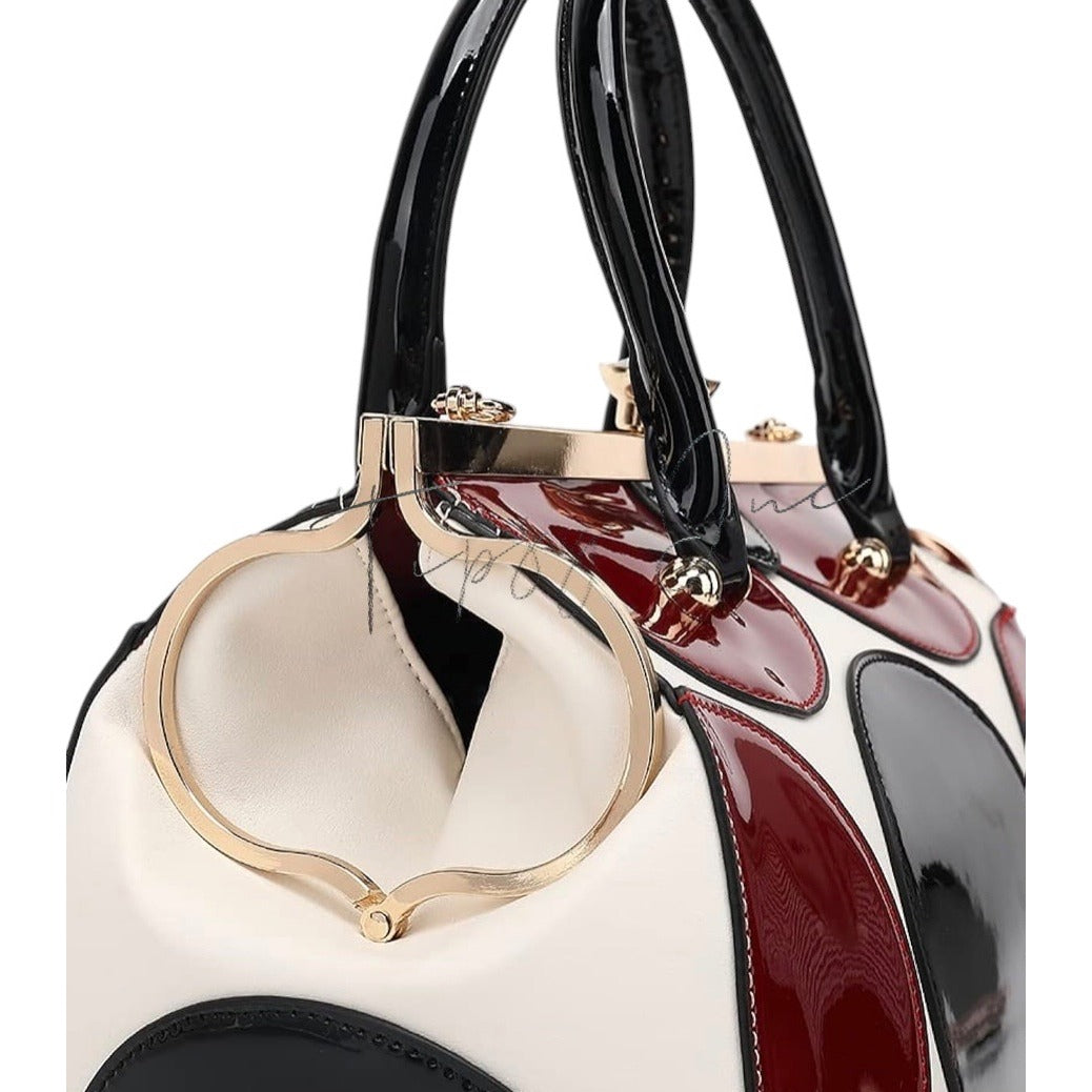 Retro-Inspired Polka Dot Satchel With Matching Wristlet