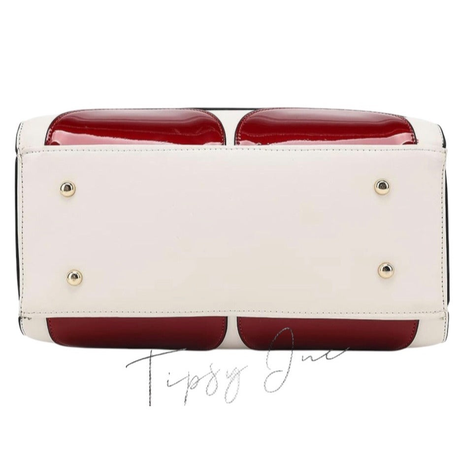 Retro-Inspired Polka Dot Satchel With Matching Wristlet