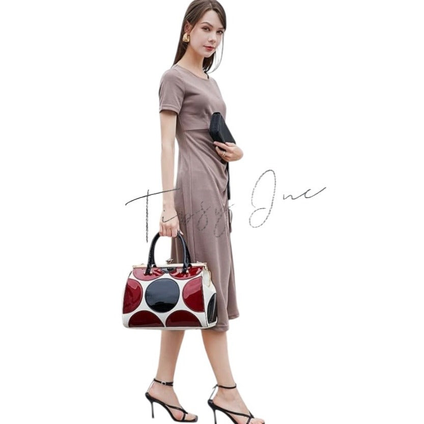 Retro-Inspired Polka Dot Satchel With Matching Wristlet