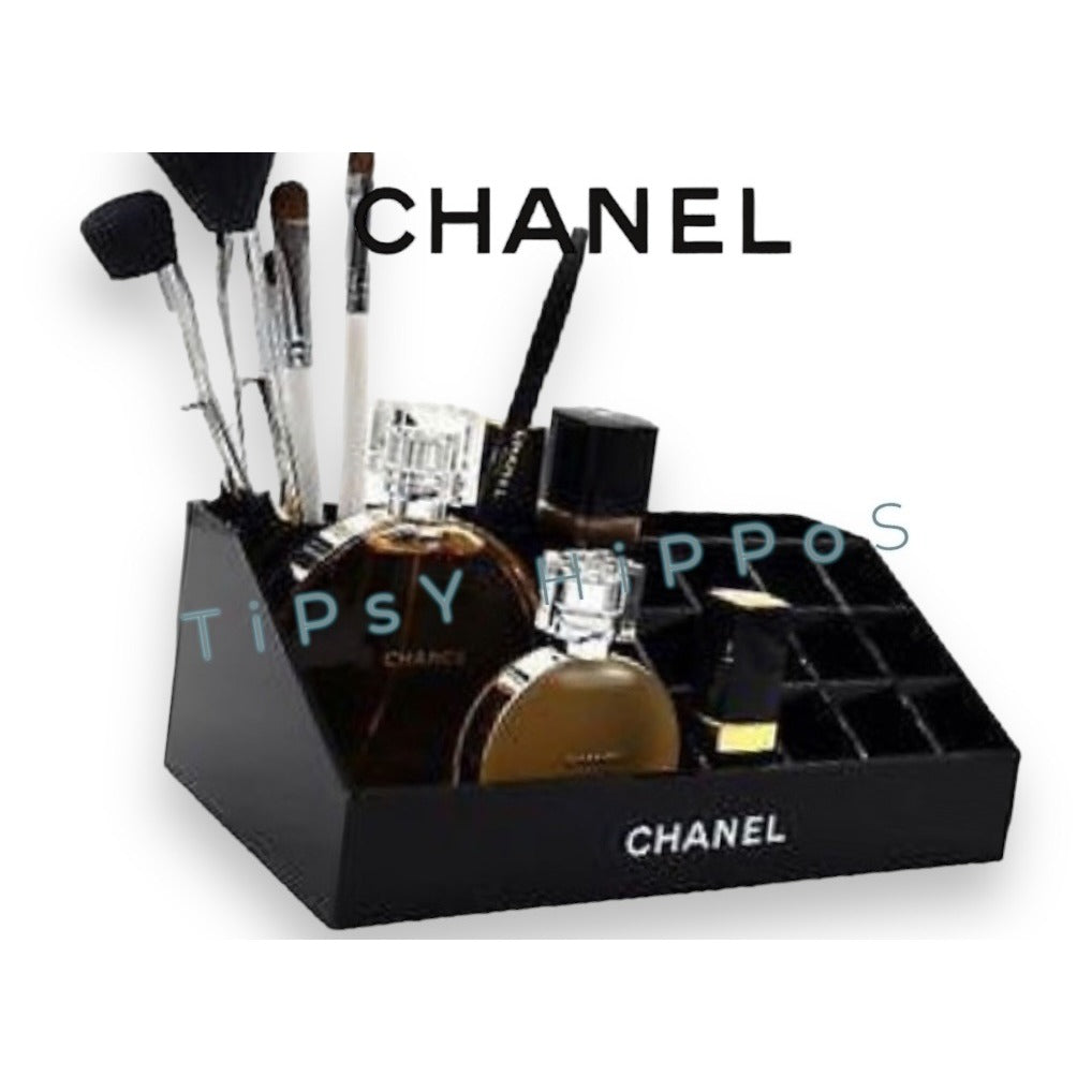 Chanel Makeup Organizer Storage Box With 12 Slots & Compartments Black