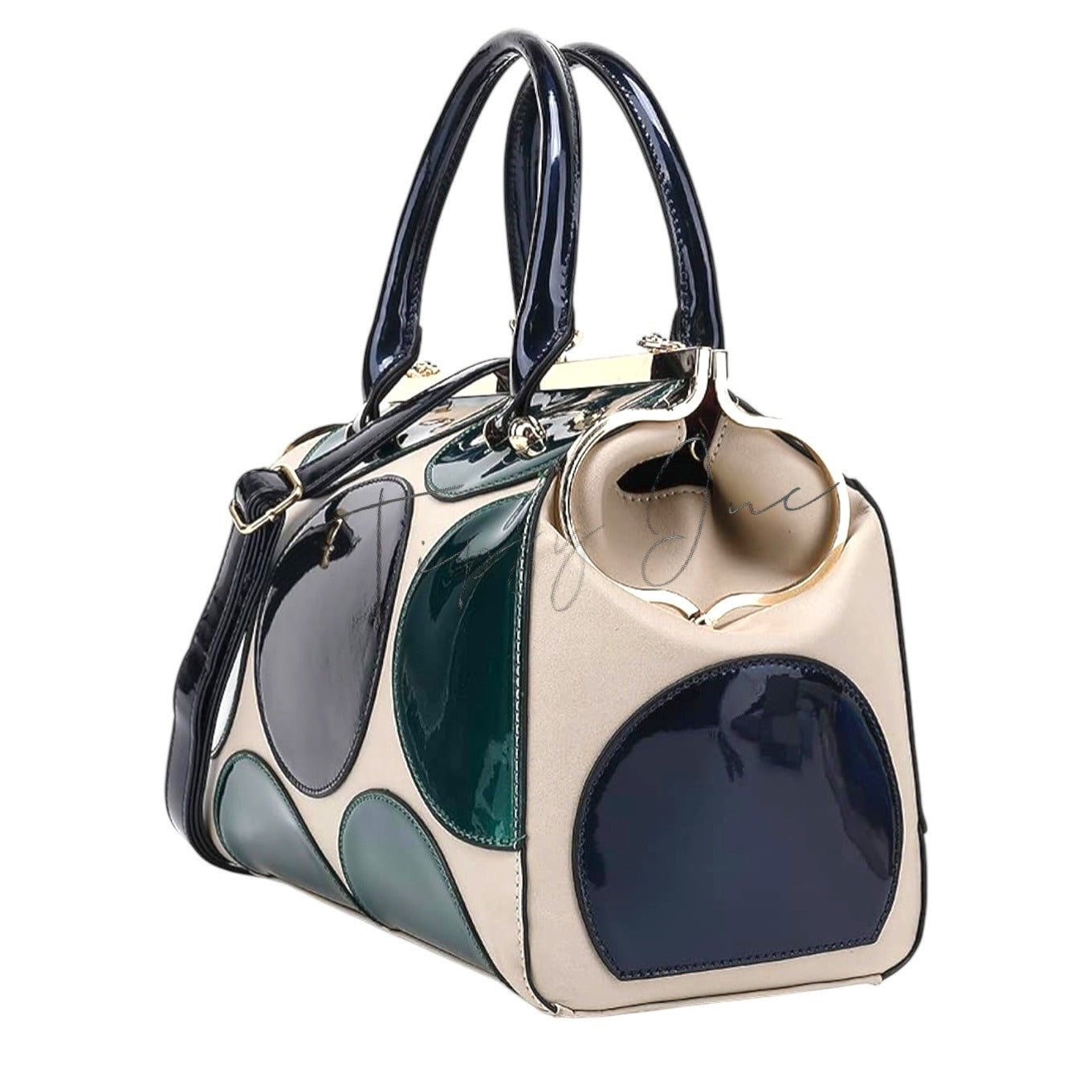 Retro-Inspired Polka Dot Satchel With Matching Wristlet