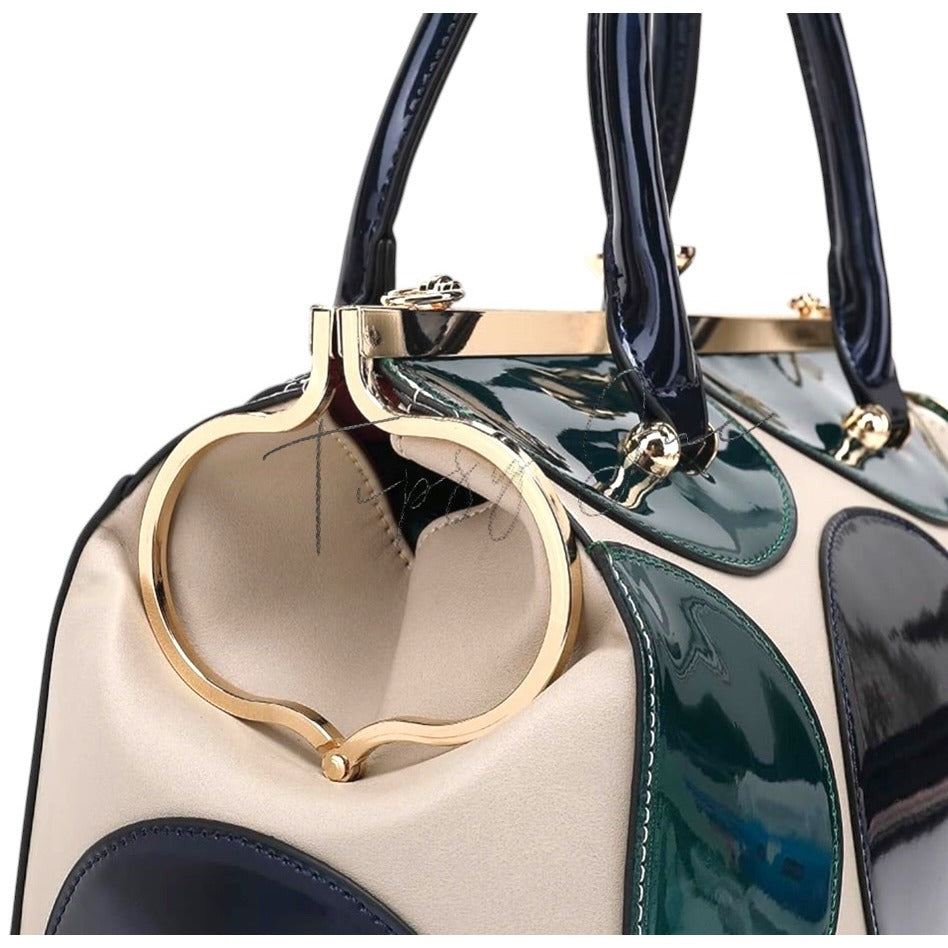 Retro-Inspired Polka Dot Satchel With Matching Wristlet