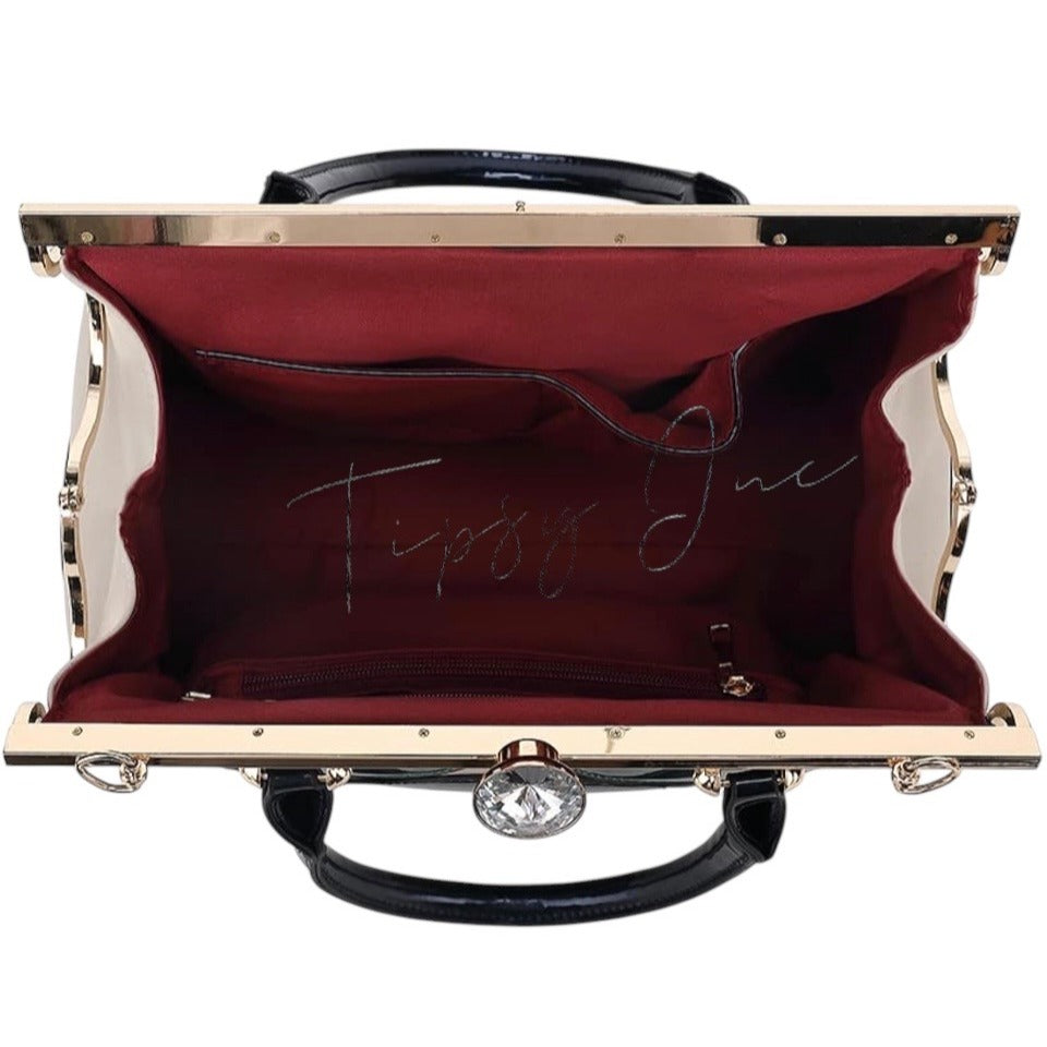 Retro-Inspired Polka Dot Satchel With Matching Wristlet