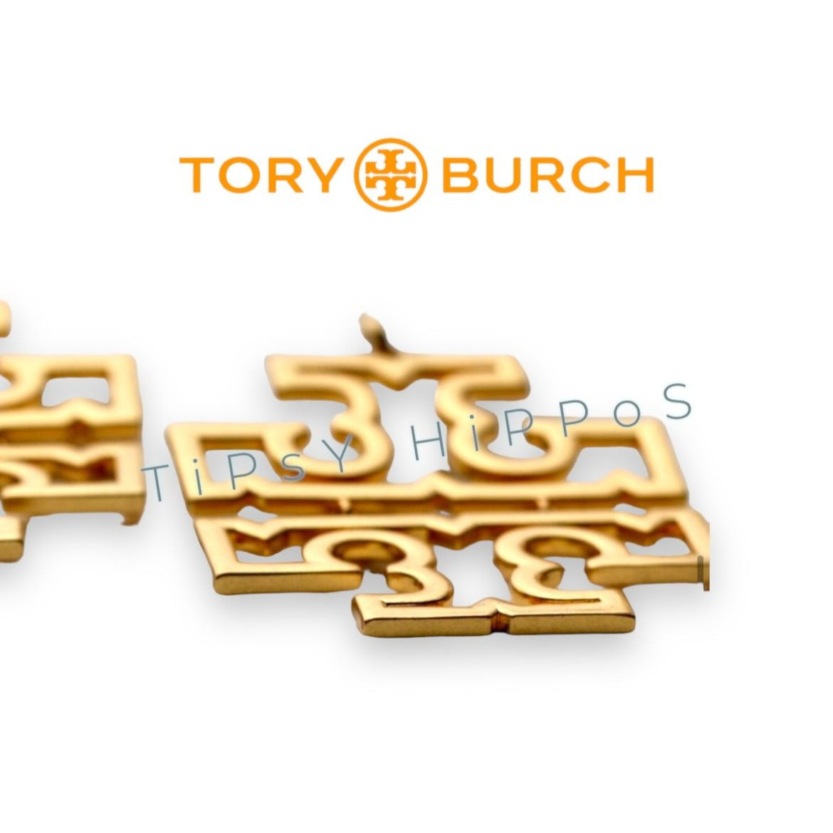 Tory Burch Gold Logo Drop Earrings