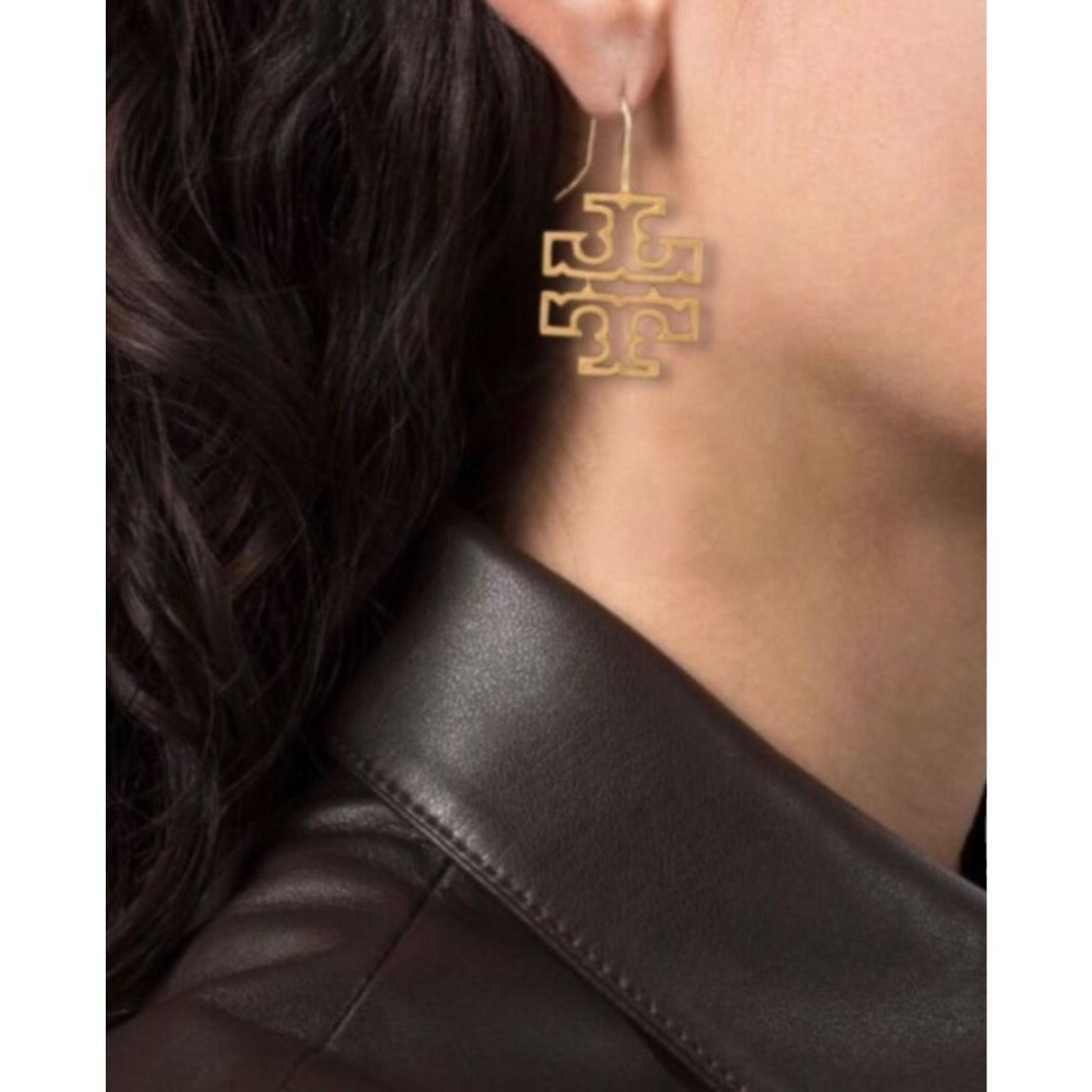 Tory Burch Gold Logo Drop Earrings