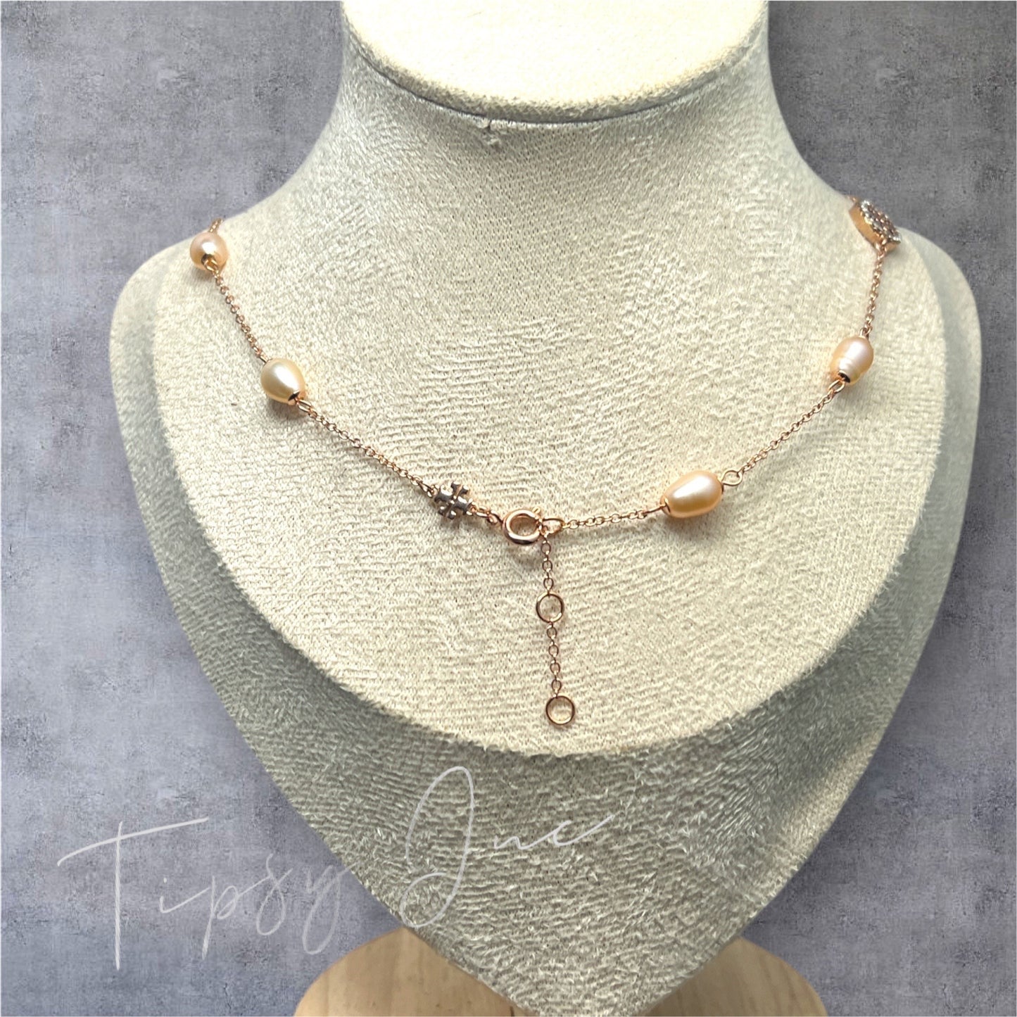 Beautiful Tory Burch Rose Gold and Pearl Pave Necklace