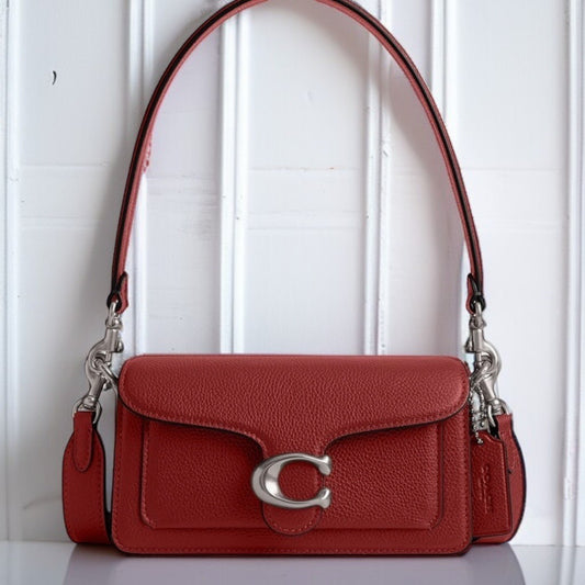 NEW! Coach Red Pebbled Leather Tabby 20