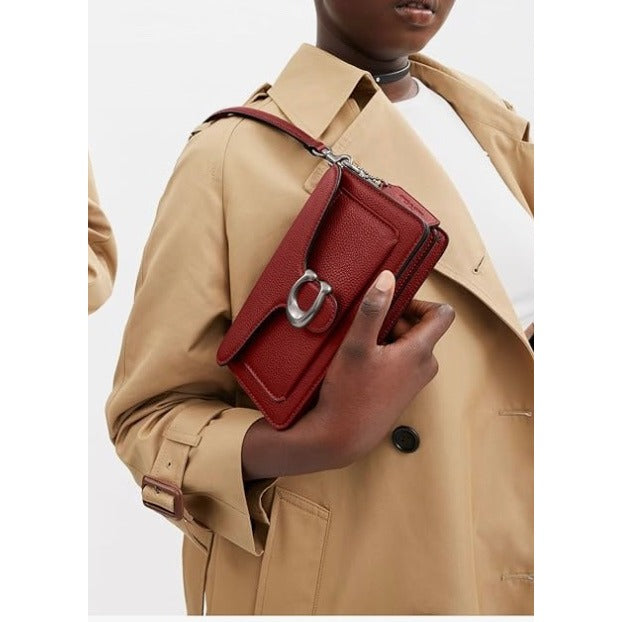 NEW! Coach Red Pebbled Leather Tabby 20