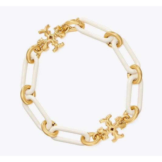 Tory Burch Roxanne Gold & White Enamel Bracelet