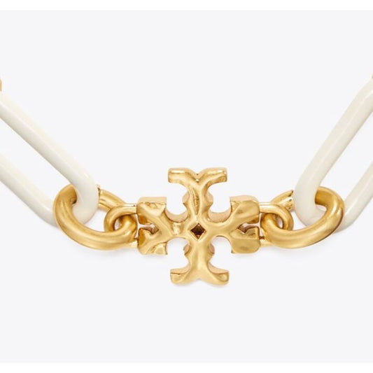 Tory Burch Roxanne Gold & White Enamel Bracelet