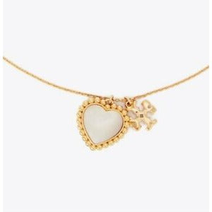 ✺✺ Stunning!  Tory Burch Pearl of Heart & Logo Necklace! ✺✺