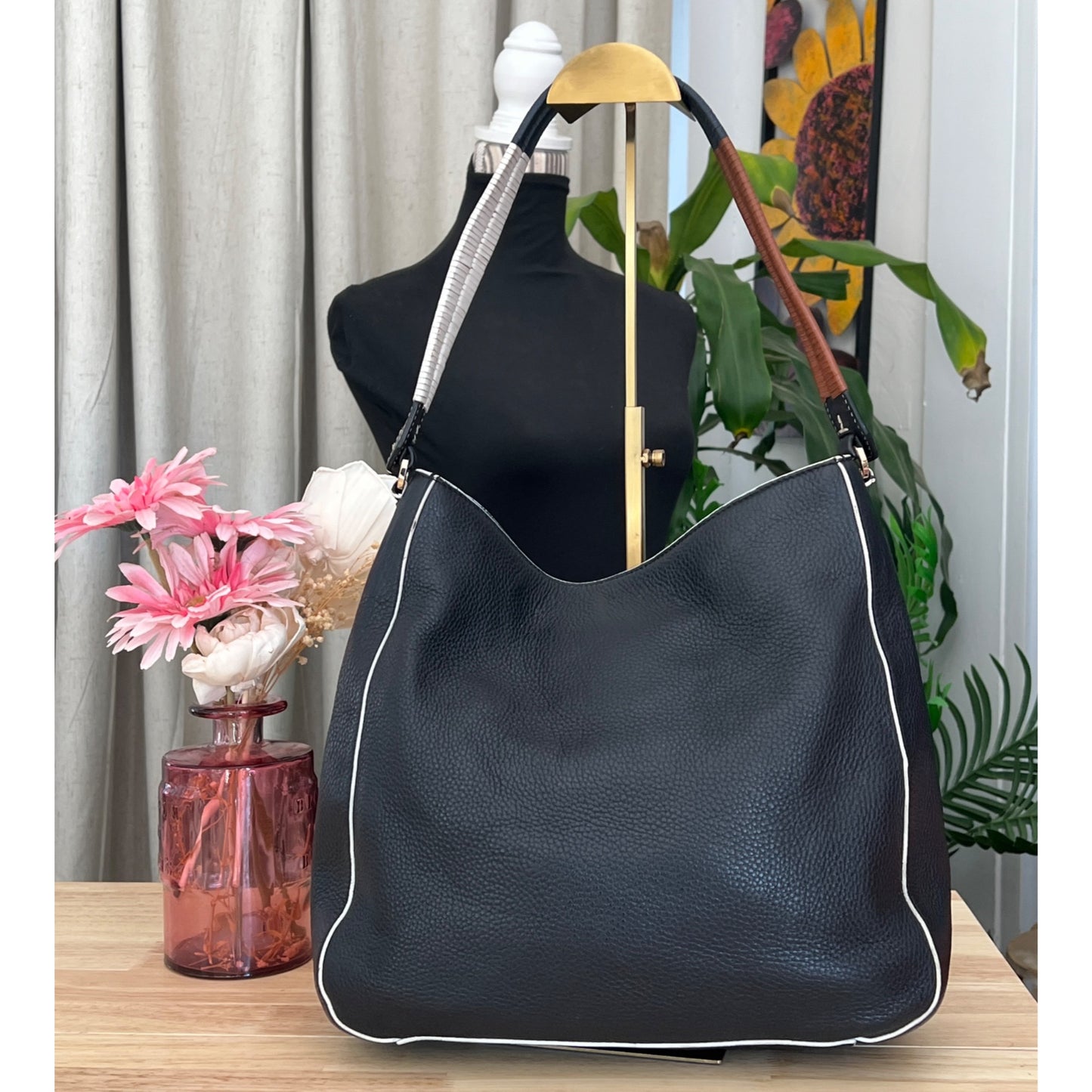 TORY BURCH BLACK LEATHER BERKLEY HANDBAG