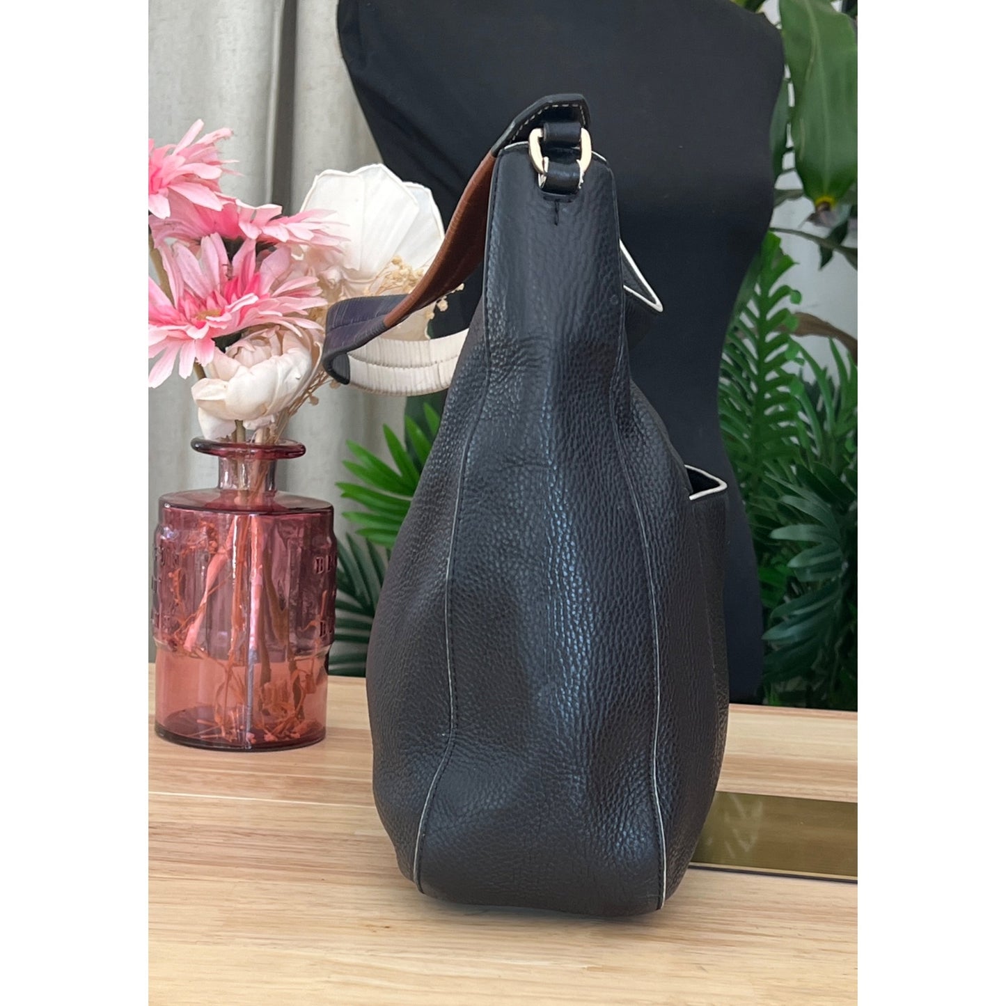 TORY BURCH BLACK LEATHER BERKLEY HANDBAG