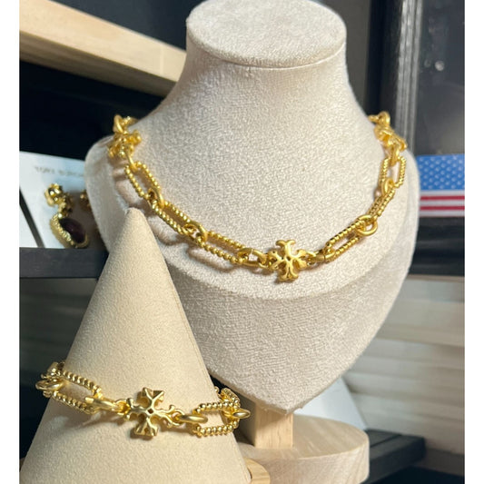 Tory Burch Gold Roxanne Chainlink Necklace AND Bracelet SET!!!