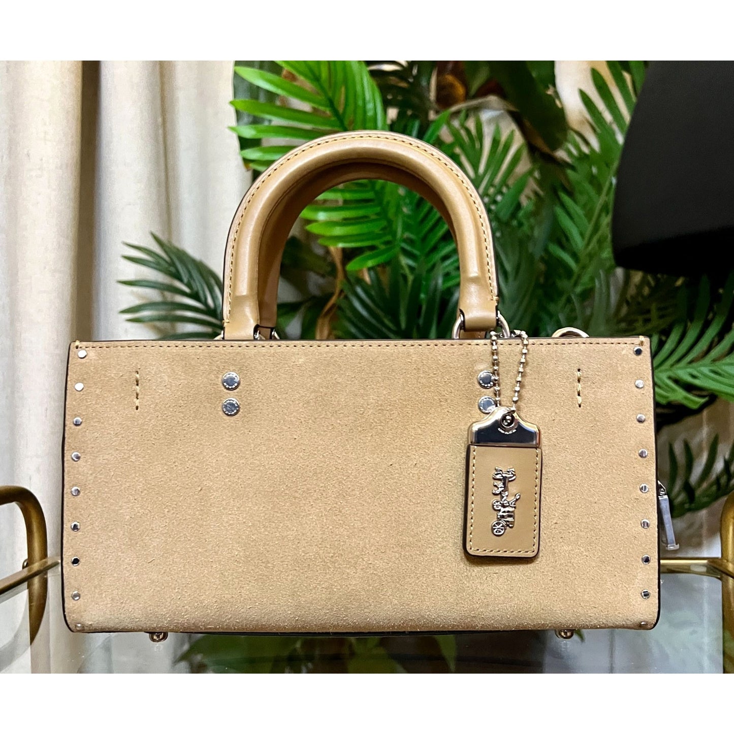 ✺ AUTHENTICATED NEW! Coach Rogue 26 Tan Suede Leather Handbag WITH COA