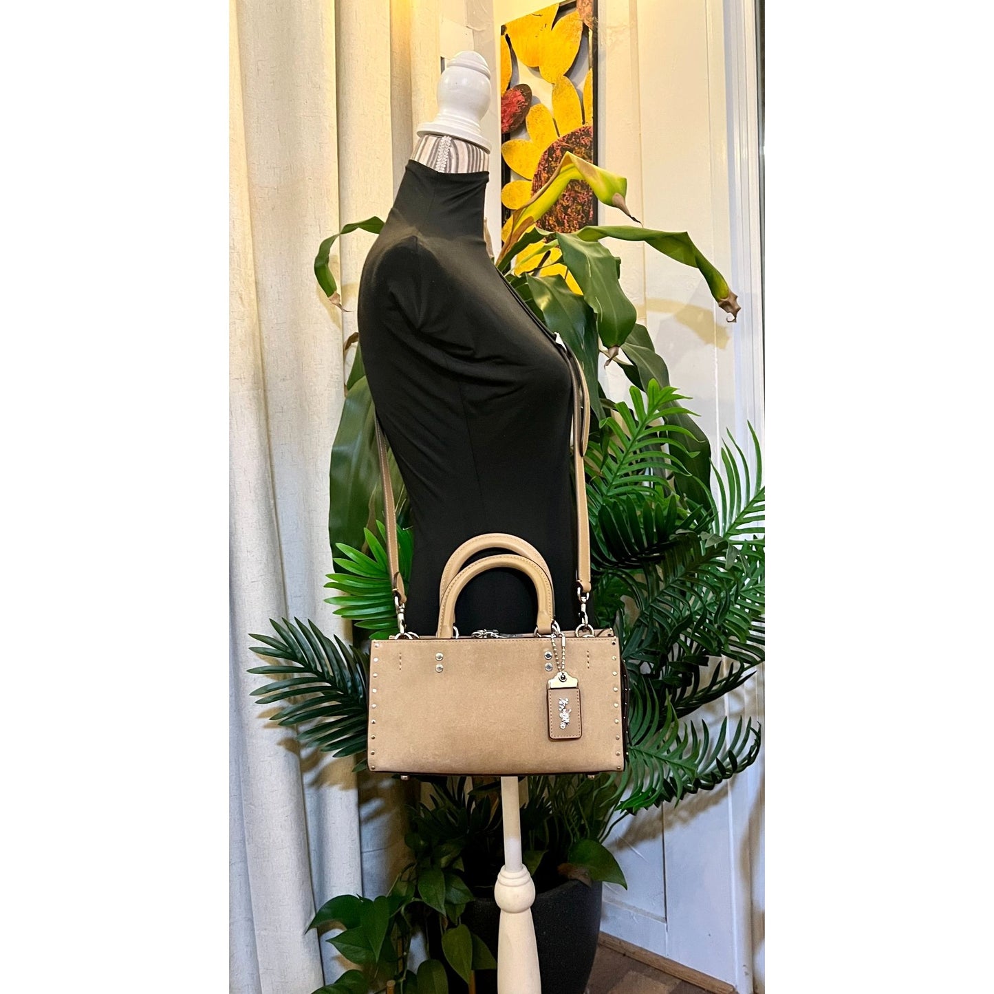 ✺ AUTHENTICATED NEW! Coach Rogue 26 Tan Suede Leather Handbag WITH COA