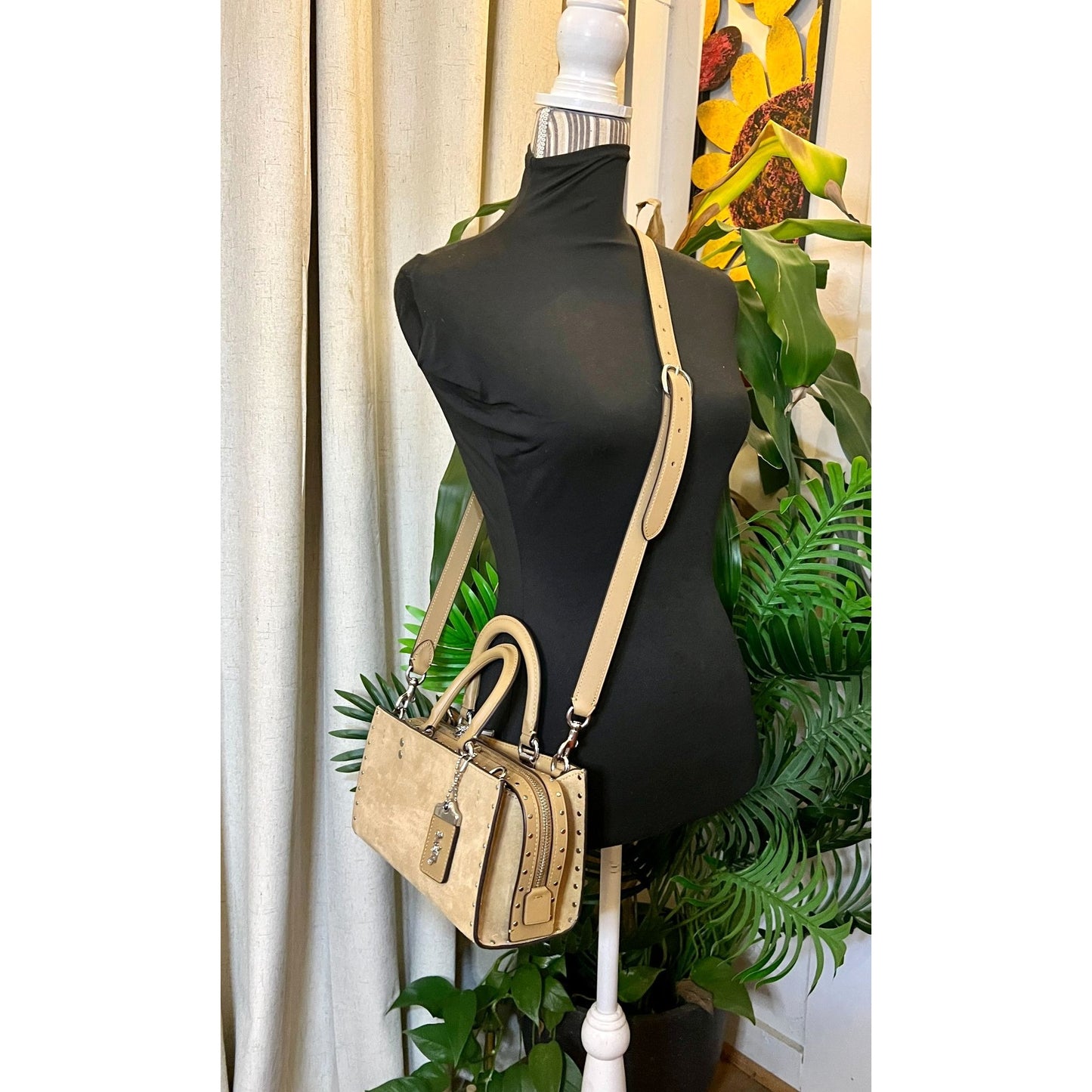 ✺ AUTHENTICATED NEW! Coach Rogue 26 Tan Suede Leather Handbag WITH COA