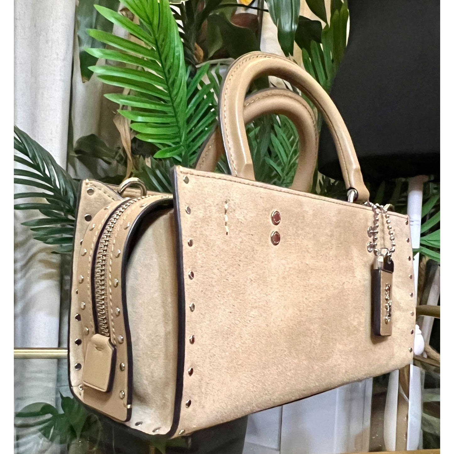 ✺ AUTHENTICATED NEW! Coach Rogue 26 Tan Suede Leather Handbag WITH COA