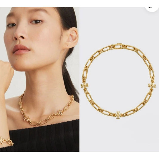 Tory Burch Gold Roxanne Chainlink Choaker Necklace