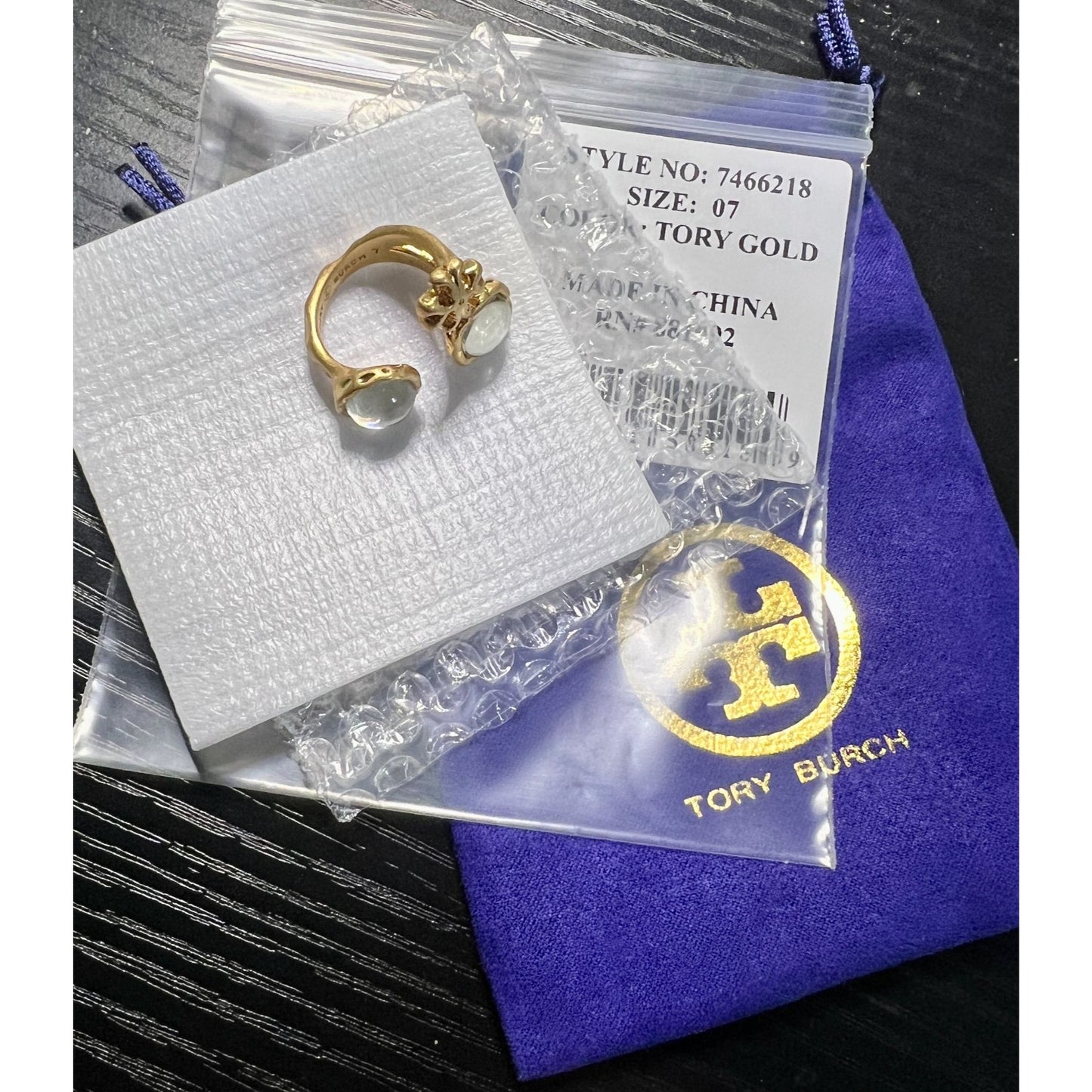 Stunning Authentic Tory Burch Roxanne Adjustable Statement Ring