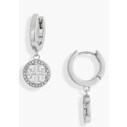 Tory Burch Miller Hoop Pave Crystal Earrings