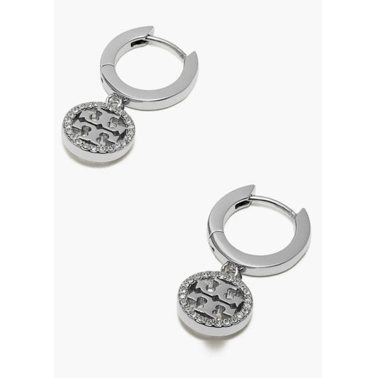 Tory Burch Miller Hoop Pave Crystal Earrings