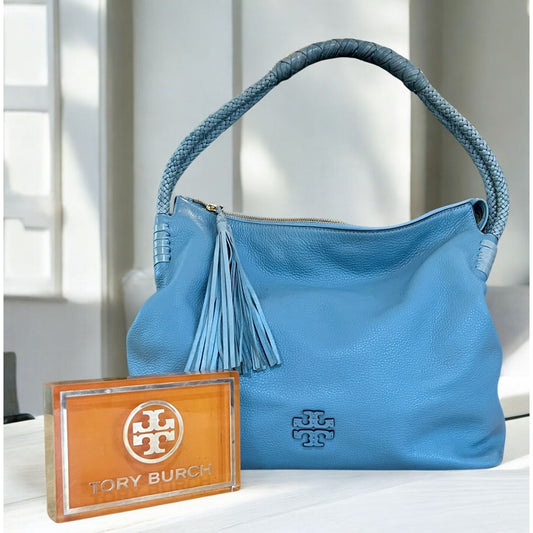 AUTHENTIC TORY BURCH Sky Blue Mcgraw/Taylor Hobo Handbag
