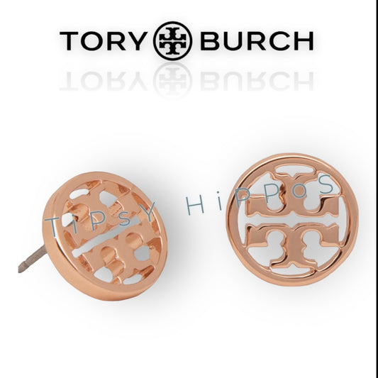 ✺✺ Tory Burch Rose Gold Logo Stud Earrings ✺✺