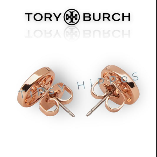 ✺✺ Tory Burch Rose Gold Logo Stud Earrings ✺✺
