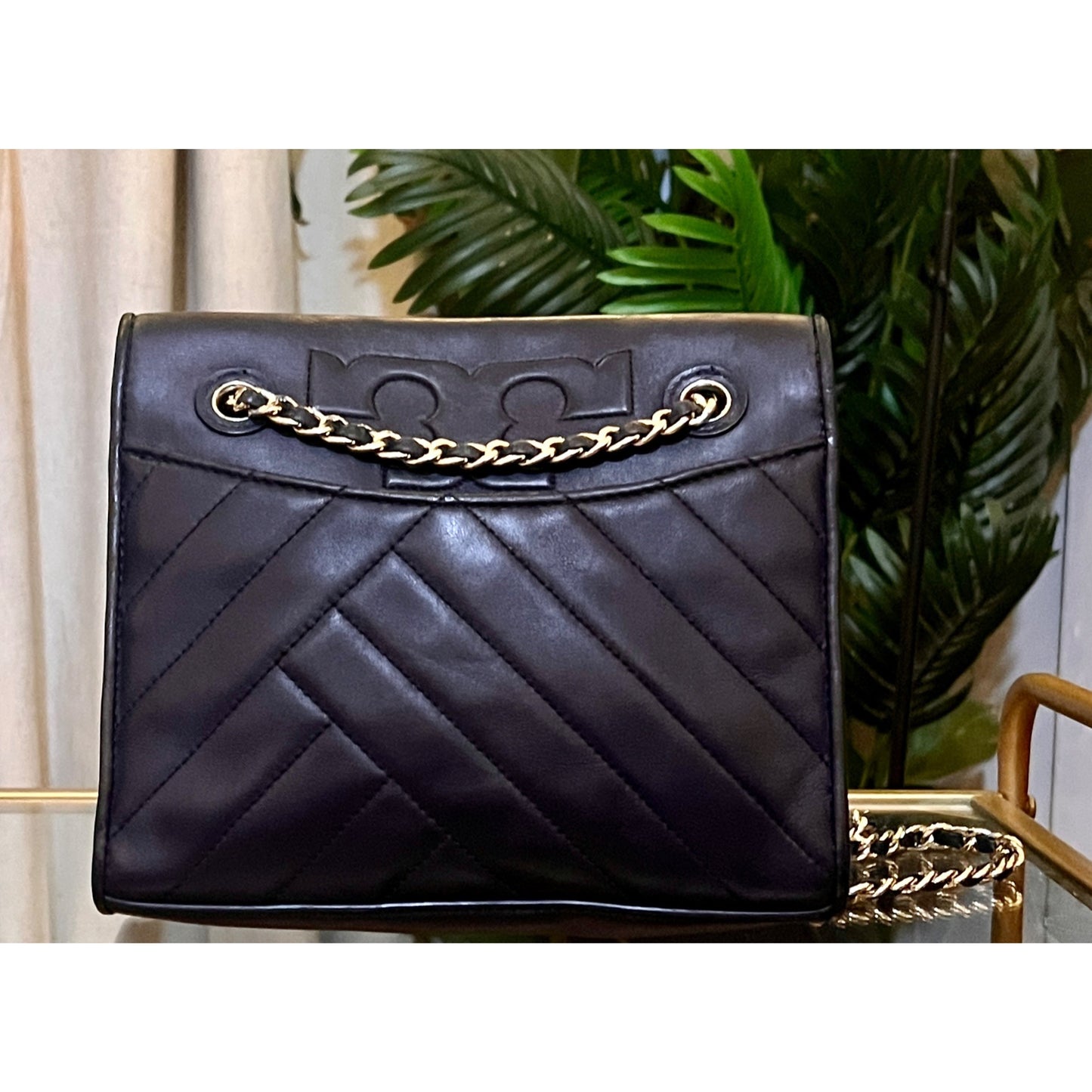 ✺ AUTHENTIC TORY BURCH NAVY BLUE QUILTED LEATHER FLEMING/ALEXA HANDBAG