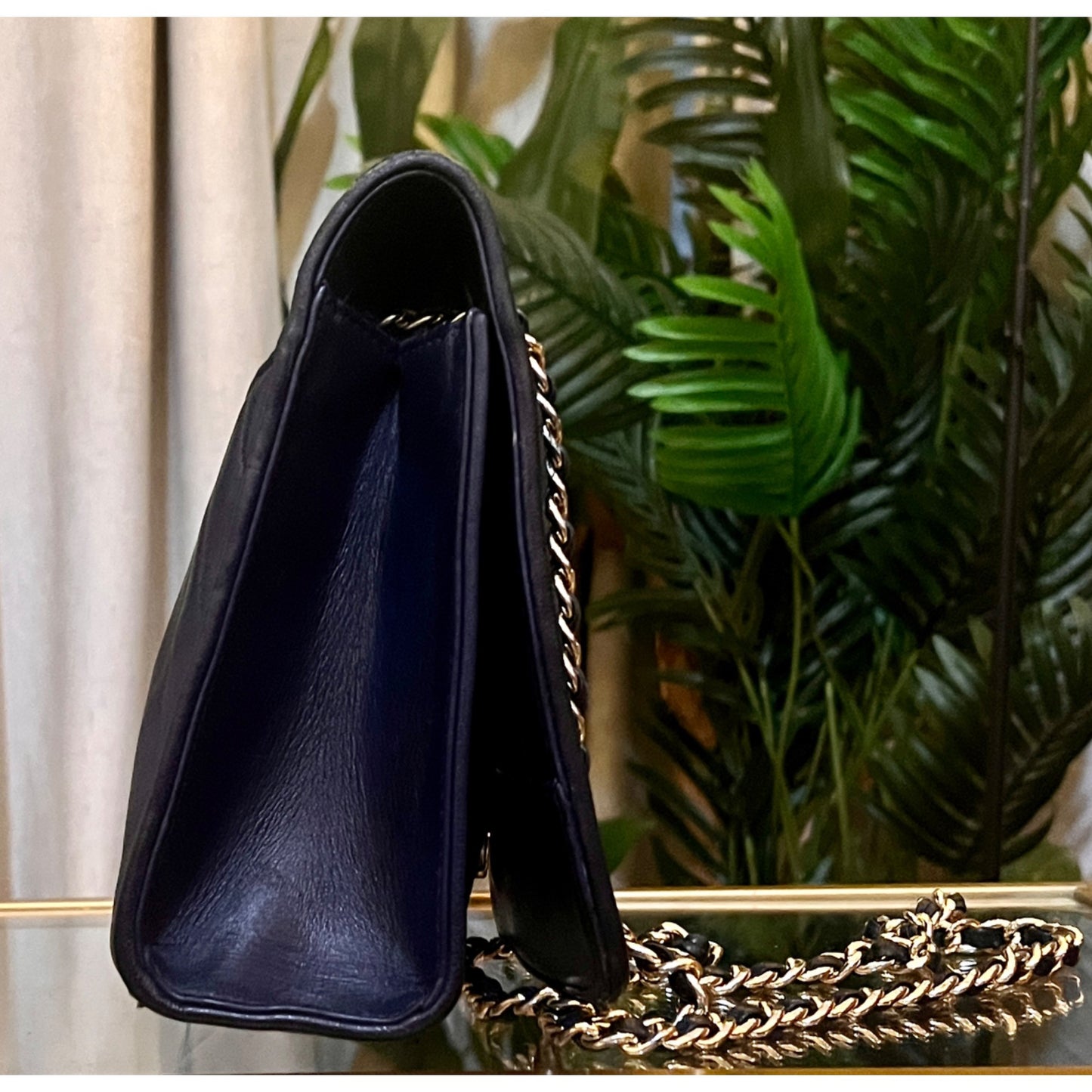 ✺ AUTHENTIC TORY BURCH NAVY BLUE QUILTED LEATHER FLEMING/ALEXA HANDBAG