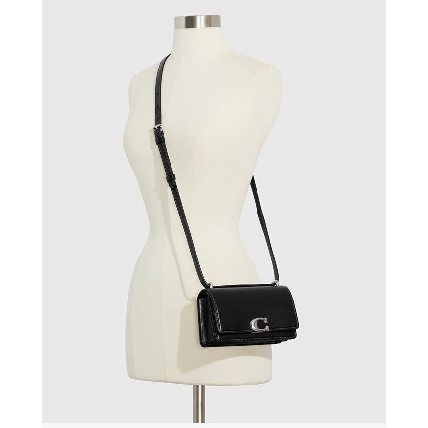 NWT!  Coach Women's Luxe Refined Black Calf Leather Bandit Crossbody