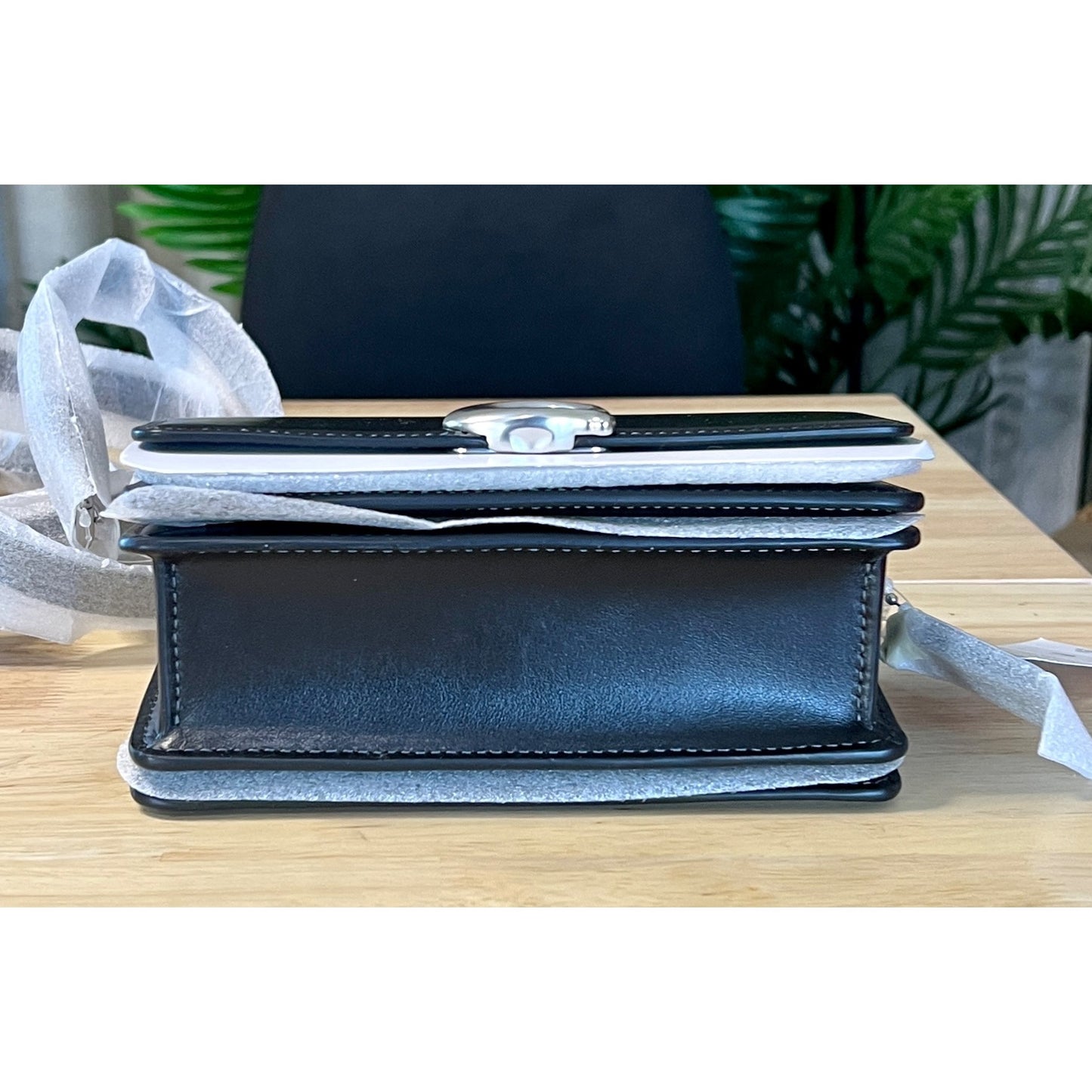 NWT!  Coach Women's Luxe Refined Black Calf Leather Bandit Crossbody