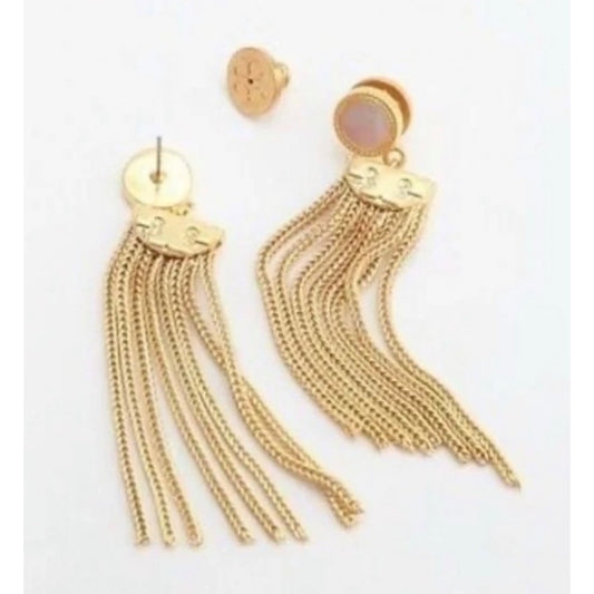 Gold Chain Tassel Earrings By Tory Burch